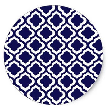 

3.8cm Elegant Navy Moroccan Trellis Quatrefoil Clover Classic Round Sticker