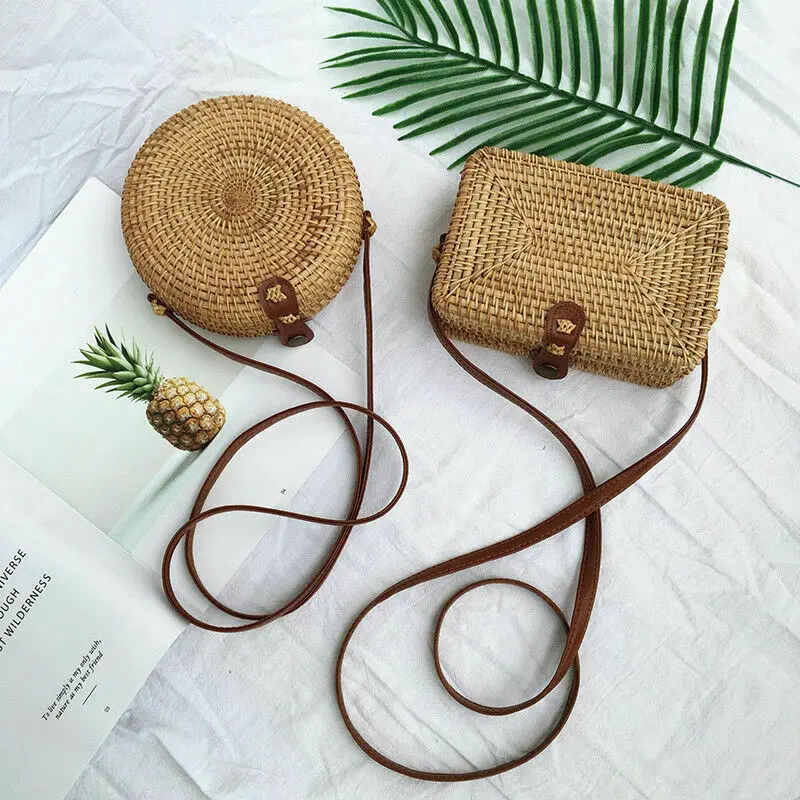 

Womens Summer Beach Tote Wicker Bag Ladies Rattan Straw Crossbody Handbag Basket Indian style vintage bag Mother's Day gift