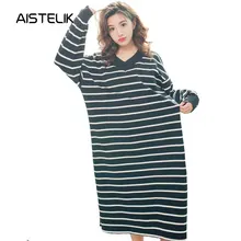 Новая Весенняя и осенняя и зимняя женская пижама хлопковая Ночная рубашка в черно-белую полоску свободная внешняя Одежда Домашняя одежда для сна