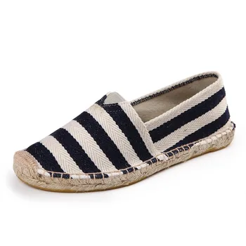 

Striped Canvas Shoes Men Loafers Breathable Moccasins Men Shoes Casual