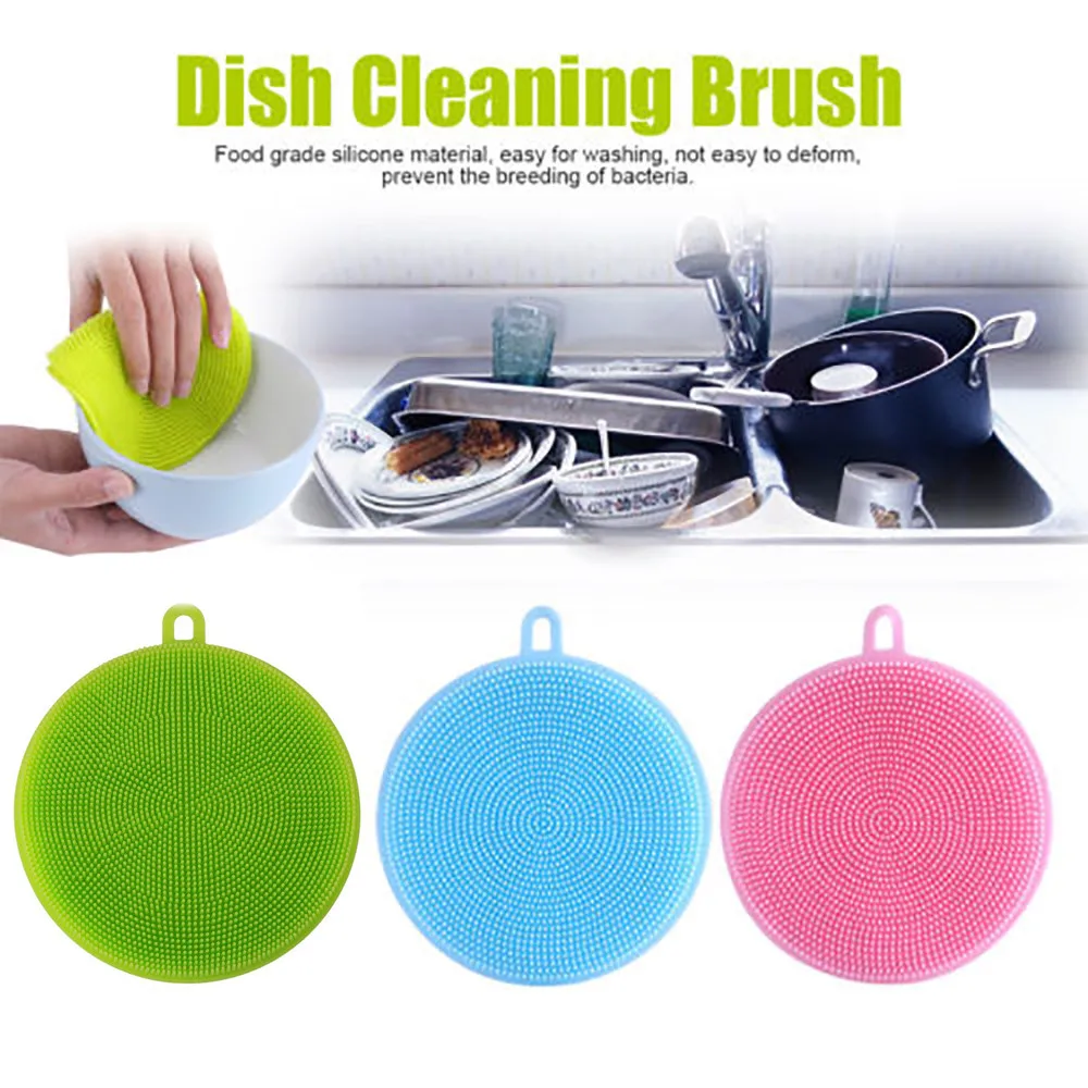 

1Pc Silicone Dish Cloth Anti-grease Absorbent Sponge Scrubber Washing Towel Magic Kitchen Cleaning Wiping Rags