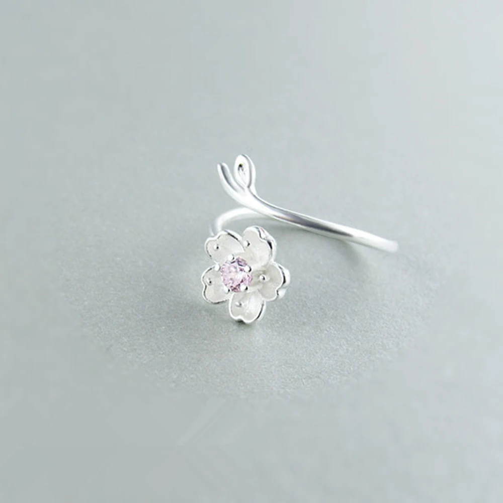 XIYANIKE 925 Sterling Silver Ring Female Cherry Blossoms Rings For Women 2017 Simple And Fresh Personality Wedding Rings VRS2280