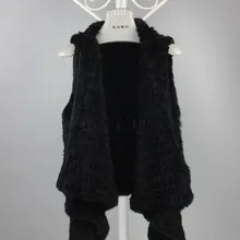 Осенне-зимний вязаный свитер с кроличьим мехом, Модный стильный мех/