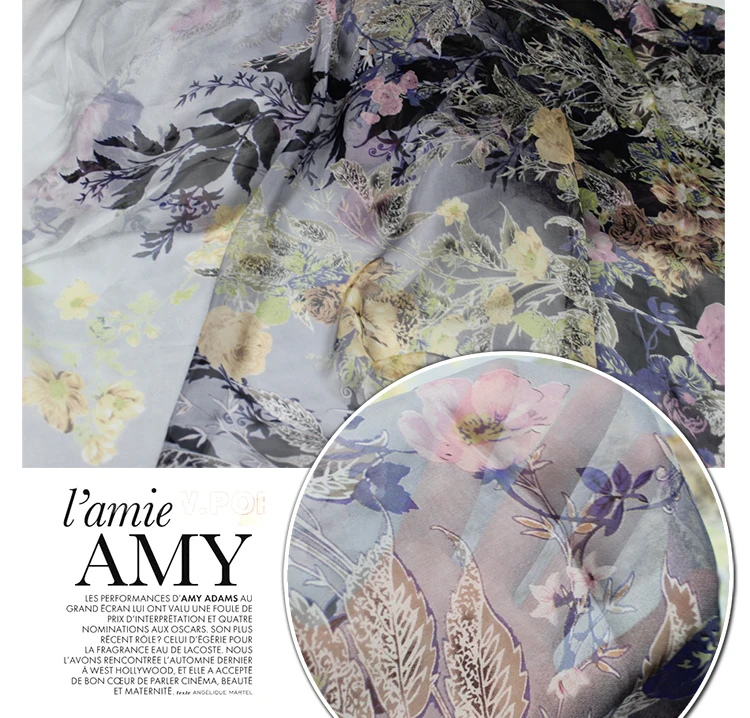 printed silk chiffon fabric by the yard
