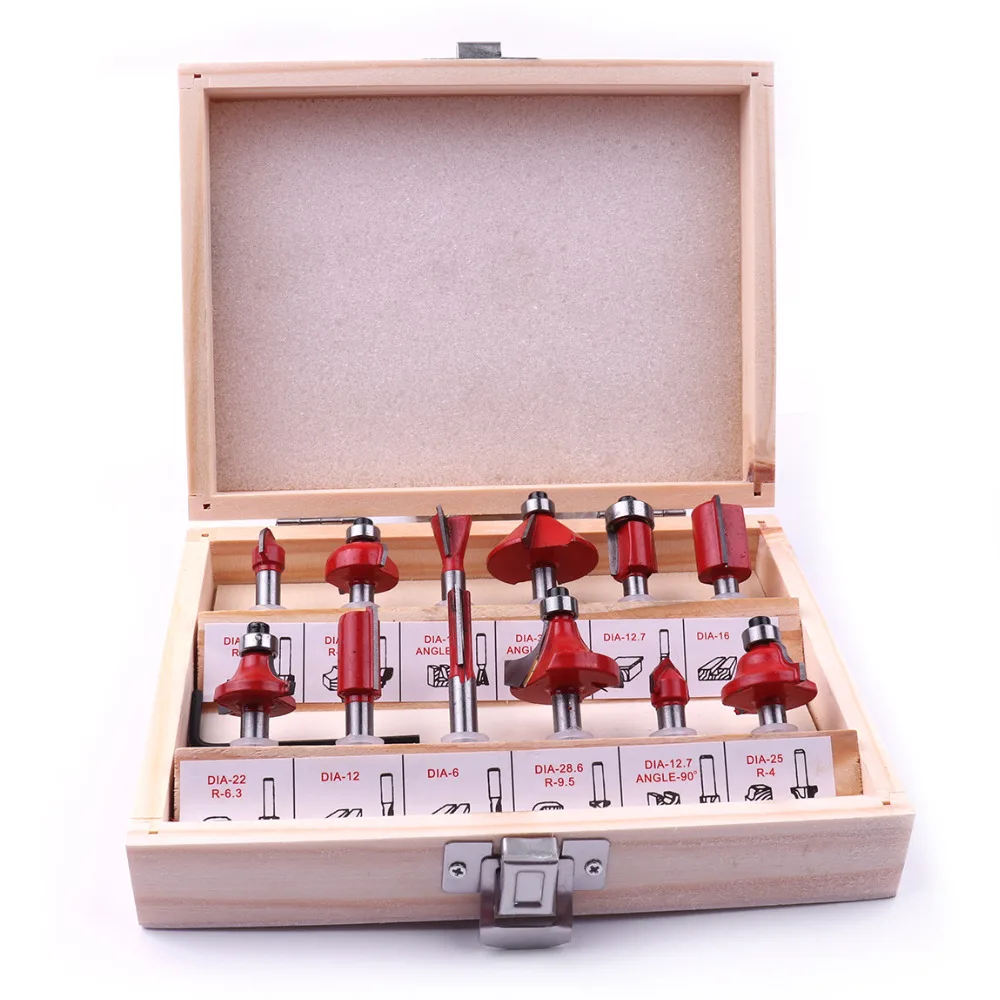12pcs/Set Inch 1/4 Milling Cutter Kit Set Router Bits for Wood Cutter