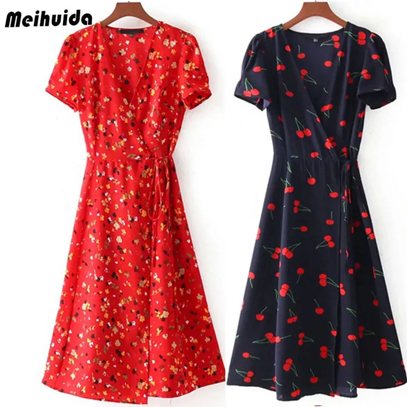 

2018 New Arrival Women Summer Sexy Boho Red Black Floral Medium Maxi Evening Party Beach Dress Sundress Plus Size