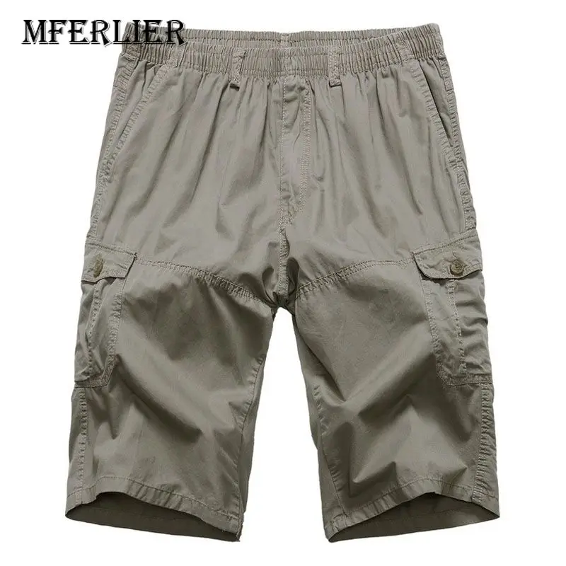 MFERLIER свободные летние шорты мужские повседневные хлопковые с эластичной талией мужские шорты Размер XL-6XL 4 цвета