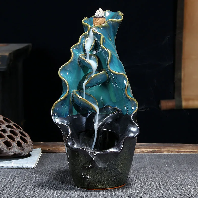 Backflow Ceramic Incense Burnerd Smoke Water Fall Down Mountain Handicraft Incense Censer Holder Home Decoration
