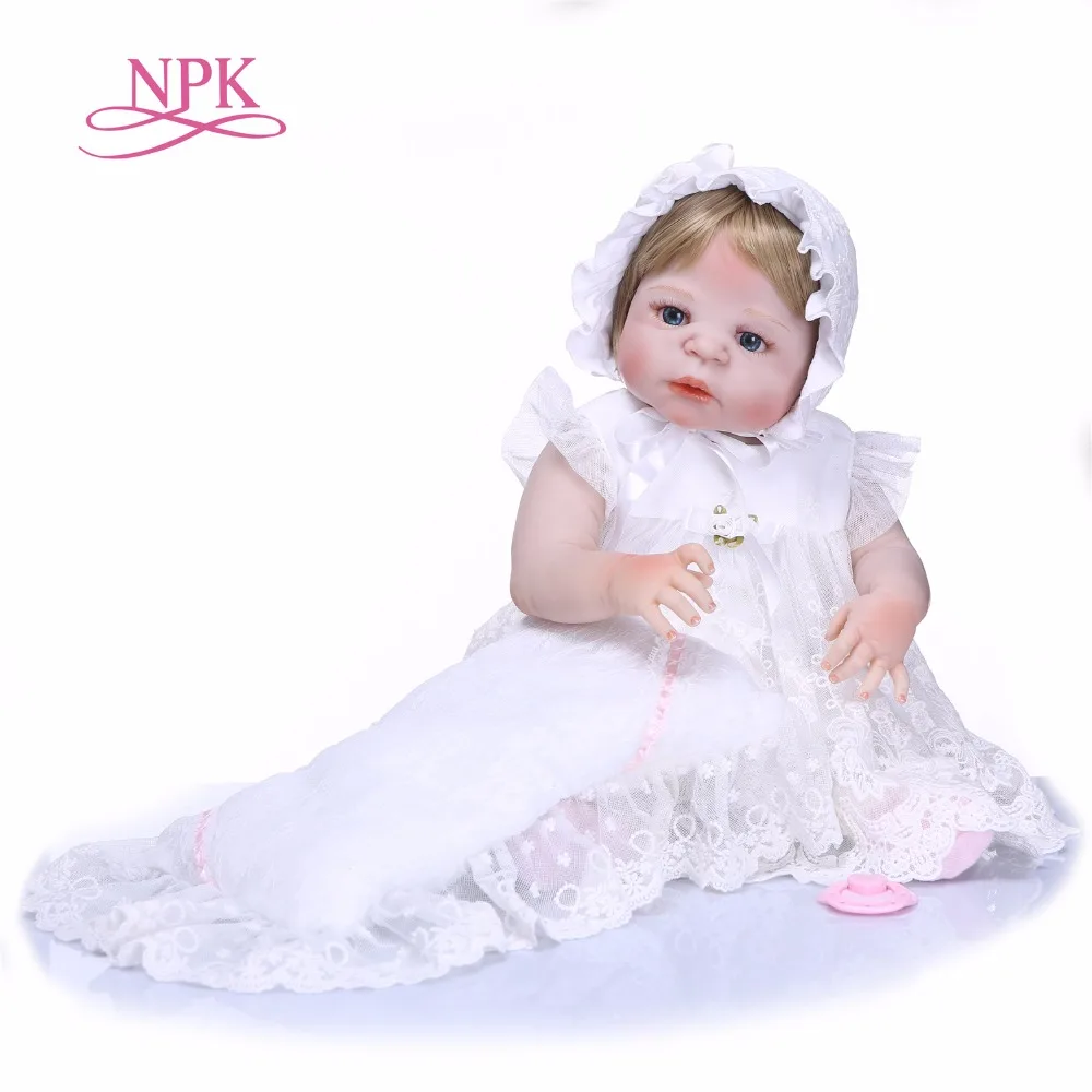 Полностью силиконовая кукла реборн NPK 22 дюйма 55 см Высококачественная игрушка