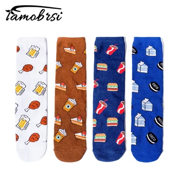 

Summer Cartoon Fried Chicken Beer Tube Cool Funny Socks Women Men Cotton Sweat-absorbent Casual Straight Happy Socks Female