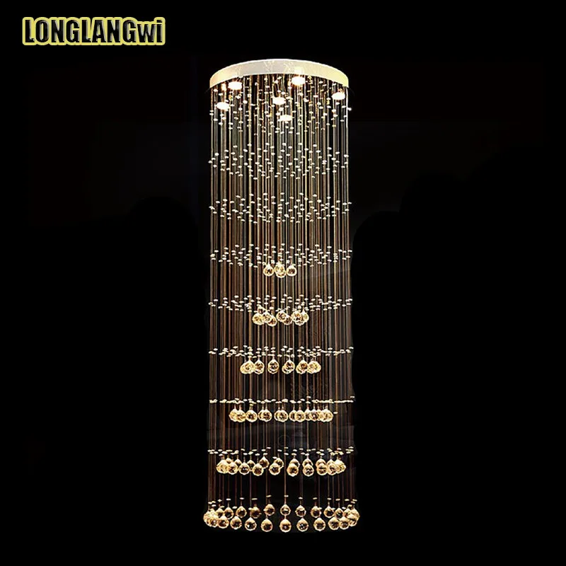 

Modern LED K9 Crystal Chandeliers Light Fitting Double Staircase LED Pendant Lamp For Foyer Dining Room Chandelier Lighting