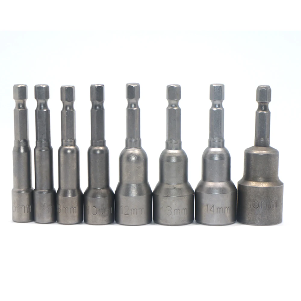 New 8pcs Metric 6 15mm Nut Driver Set Socket Adapter Hex Drill