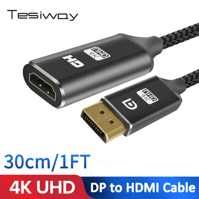 DisplayPort to HDMI Adapter(Male to Female) Support 4K@60Hz,DP to HDMI Cable for for HP, ThinkPad, AMD, NVIDIA Desktop24
