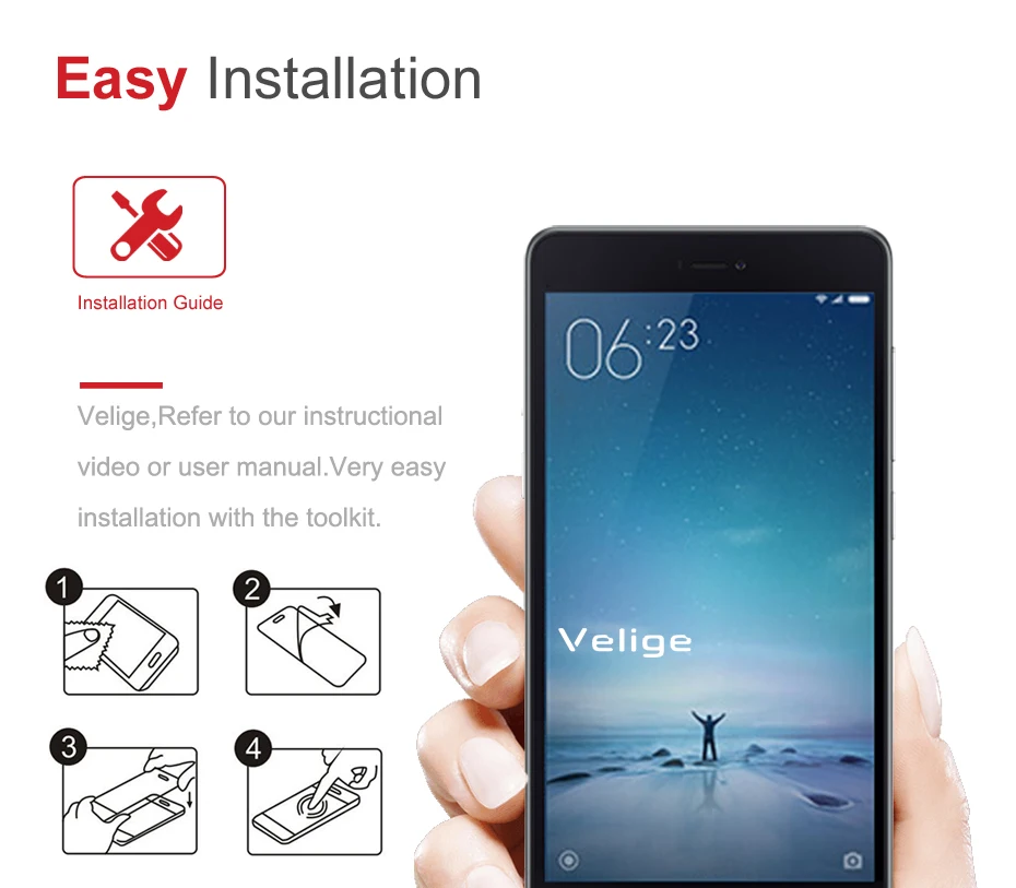 Velige 9H Tempered Glass for Xiaomi Mi 4C Mi4C Screen Protector 0.3mm Ultra Thin Anti-Scratch Glass Film (2)