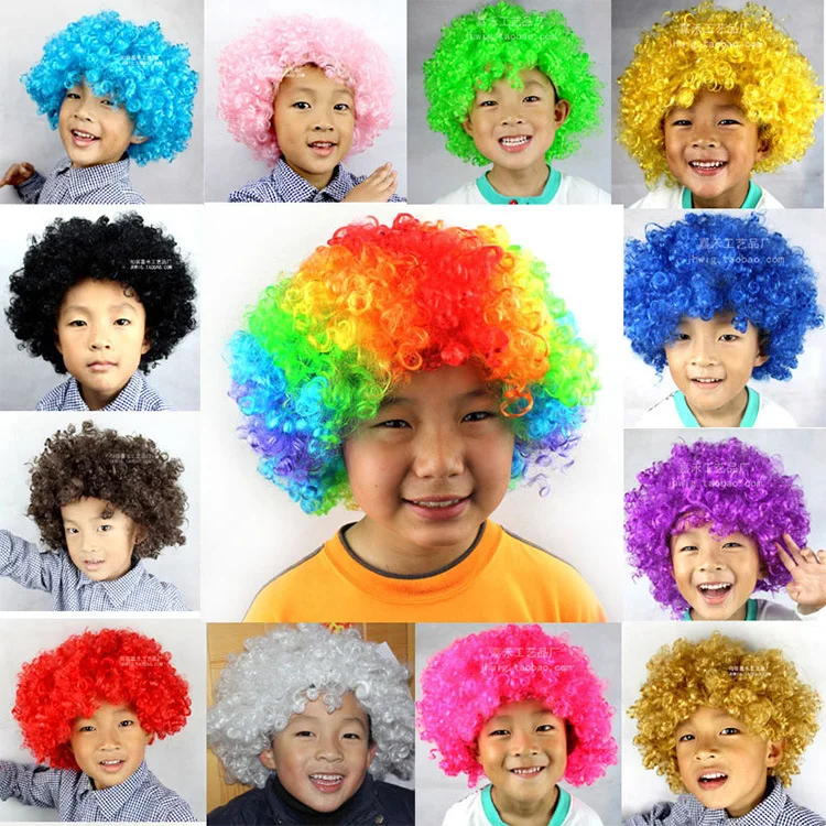 New Halloween Christmas Hats Costume Hair Wig Football Fan Wig Clown Hair Wigs Child Adult Colorful Masquerade Party