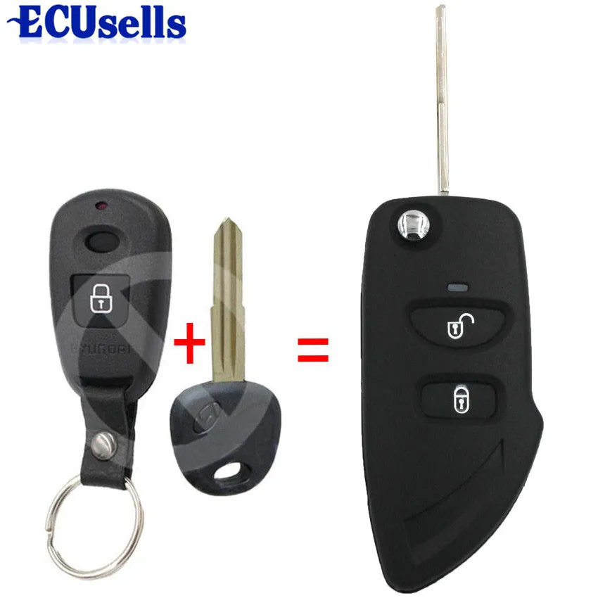 

Folding Flip Remote Key Shell Case Fob 2 Button For Hyundai Santa Fe Trajet Left Blade