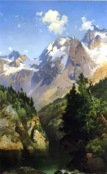 

Dream-art Thomas Moran A Rocky Mountain Peak Idaho Territory mountain #100% hand painted #Oil painting on Canvas #free shipping