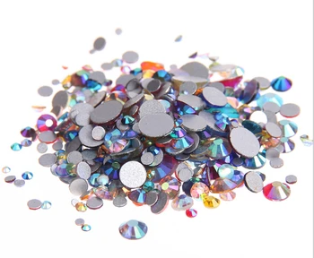 

Mix AB Colors ss3,ss4,ss5,ss6,ss8,ss10,ss12,ss16,ss20,ss30 Flat Back Crystal Non Hotfix Nail Art Glue On Rhinestones decorations
