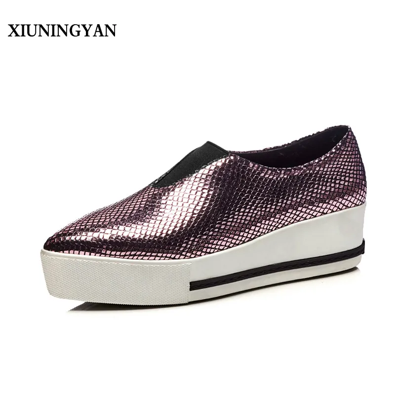 

XIUNINGYAN 2018 Sheepskin Women Flats Shoes Pointed Toe Silver Sequins Shiny Designer Casual Shoes Women's Sexy Bling Shoes Hots