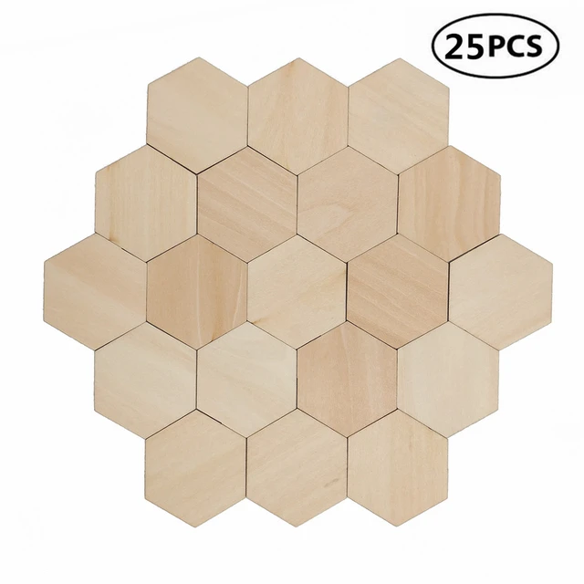 25 Pcs/Pack Hexagon Wood Pieces Ornaments Gifts Hexagon Wood Slices White  Ornament Photo Frame Wood Mosaic Tile Wooden Cutouts - AliExpress