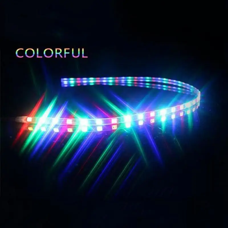 

Vehemo 45cm LED Motorcycle Lighting Flexible Strip Motorcycle Motor Decorative Lighting Strip DC 12V Decor Lights Lamp