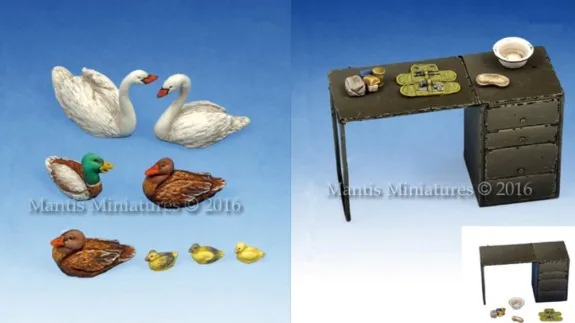 

1/35 scale miniatures table and poultry sand table model of the scene Resin model Kit figure Free Shipping