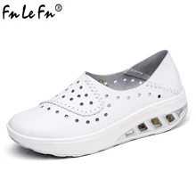 FNLEFN весенняя женская обувь на плоской подошве из натуральной кожи; женские кроссовки на платформе с толстой мягкой подошвой, с вырезами, обувь без шнуровки на плоской подошве; мокасины; женская обувь