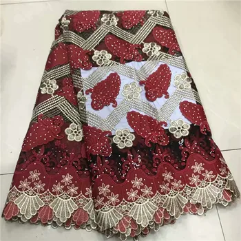 

High class flower embroidery French net lace fabric amazing tulle lace textile with rhinestones for sewing ZQN192(5yards/lot)