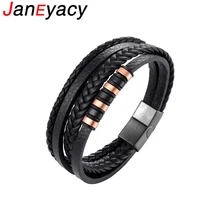 Модный браслет из натуральной кожи мужские браслеты из нержавеющей стали многослойная плетеная веревка цепочка для мужских ювелирных изделий классика
