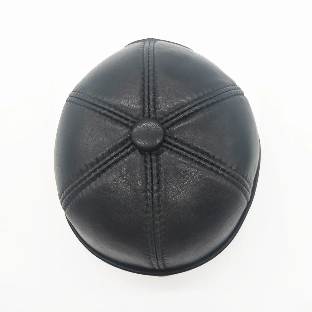 

real Leather retro hat casual landlord hat sheepskin cap thin round male caps fashion winter and autumn luxury hats CS148