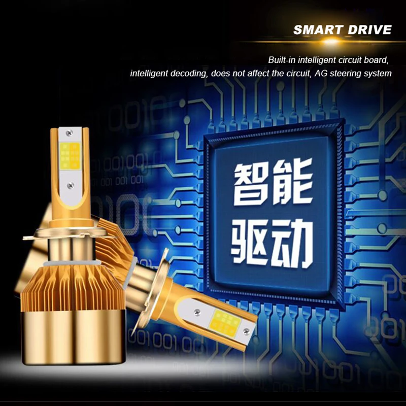 Car-Led-headlights-Two-color-warm-yellow-white-light-car-H11-H7-H4-fog-light-bulb(4)