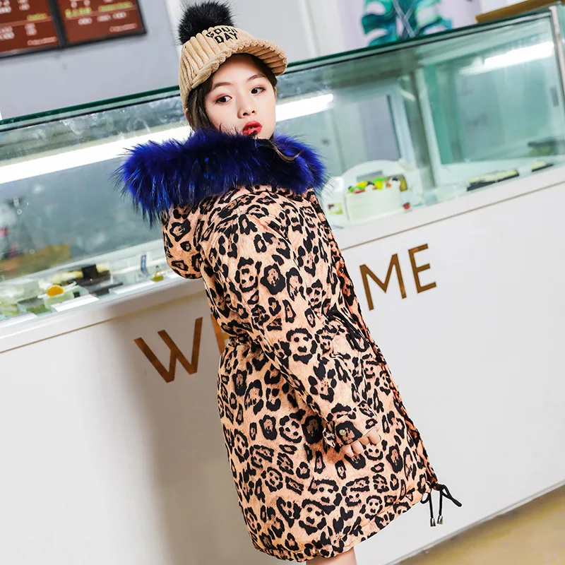 

New Children Russia Winter Jacket Girl Winter Coat Kids Warm Thick Fur Collar Hooded long down Coats For Teenage 6 8 10 12 14