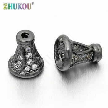 

6*7mm Brass Cubic Zirconia Bead Caps DIY Jewelry Bracelet Necklace Making, Model: VH1