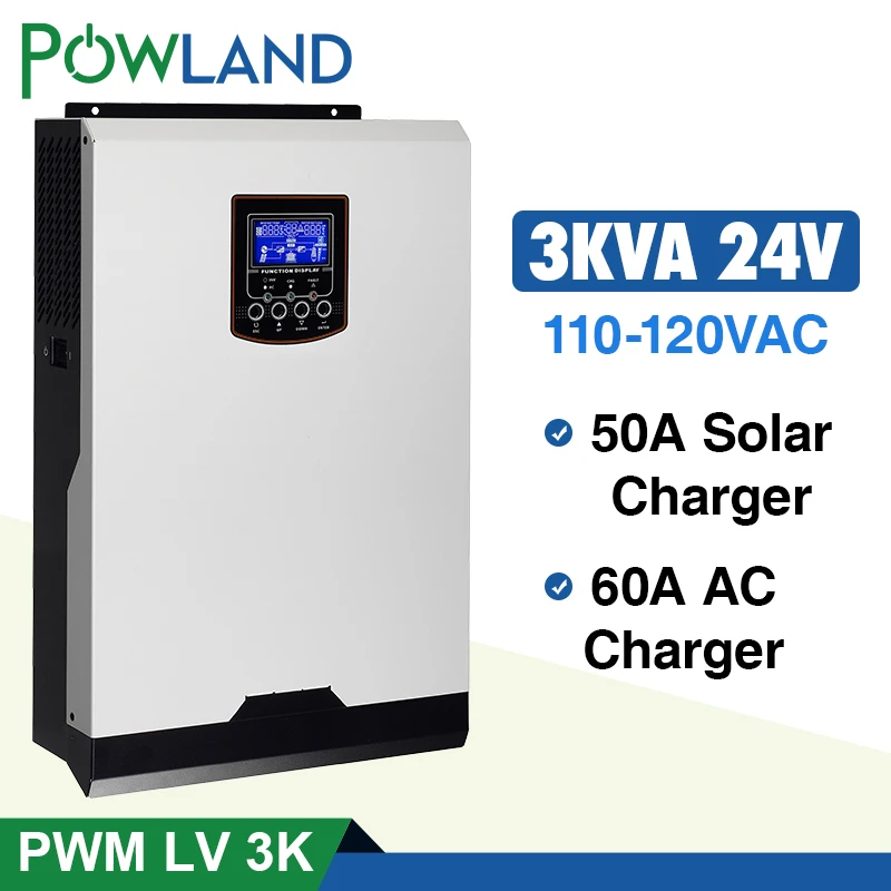 

Solar Inverter 110V PWM 3Kva 2400W Off Grid Inverter 24V 120V 50A PWM Pure Sine Wave Inverter 60A Battery Charger inversor solar