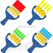 12 шт./партия, 4 дизайна пластиковая ручка художественная губка, художественные инструменты, материалы для рисования, губка штамп, Ранние развивающие игрушки, детские поделки