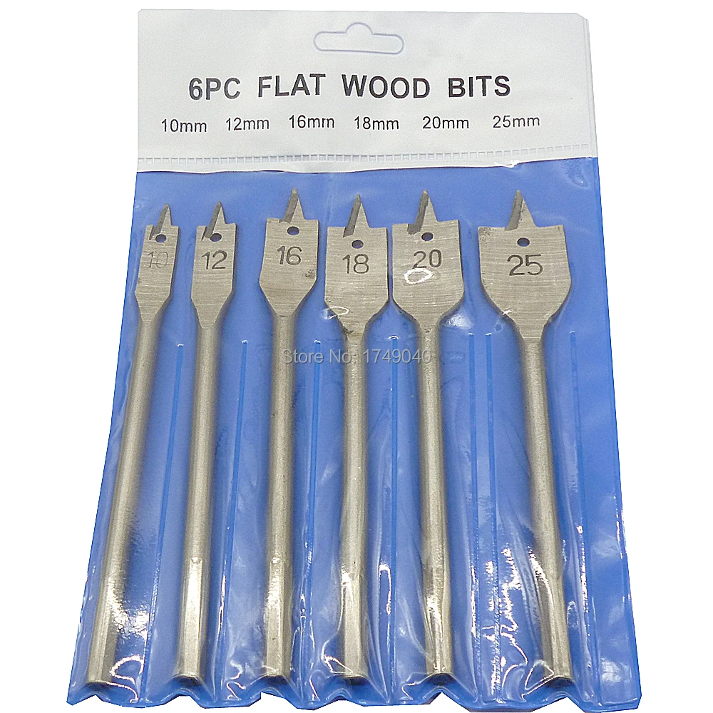 Details about   6 Pc Wood Drill Bit New Spade Flat 1/4 Hex Shank Bits 10-25mm Woodwork Kits 