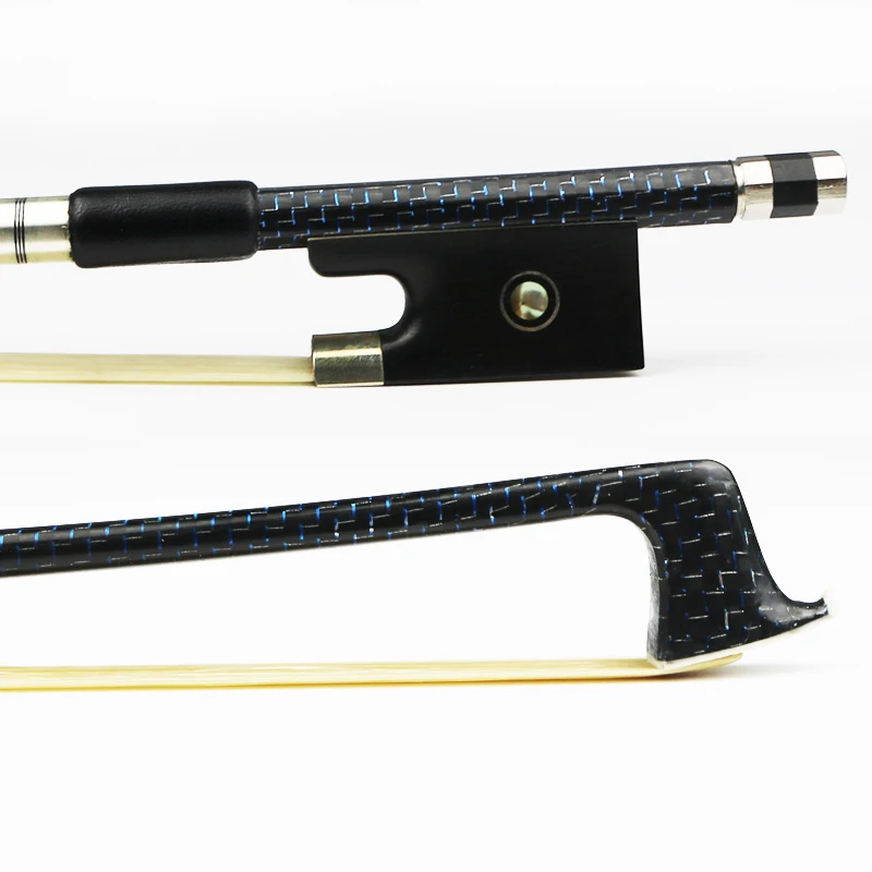 

Free Shipping 4/4 Size Violin Bow blue braided carbon fiber violin bow Round Stick Exquisite Horsehair Ebony Frog Violin Parts