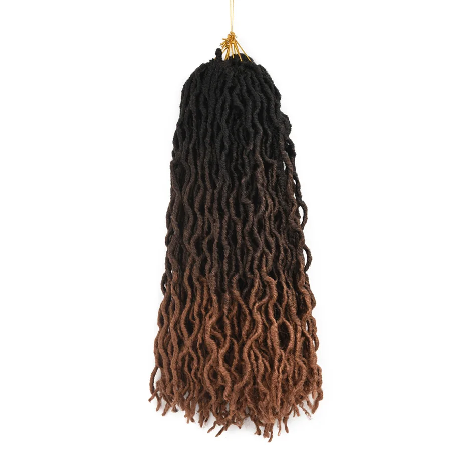 AliRobam Faux locs CURLY, вязанные крючком косички, черный, коричневый, синтетические плетеные волосы, длинные плетеные волосы для наращивания, 24 пряди/упаковка - Цвет: P1B/30