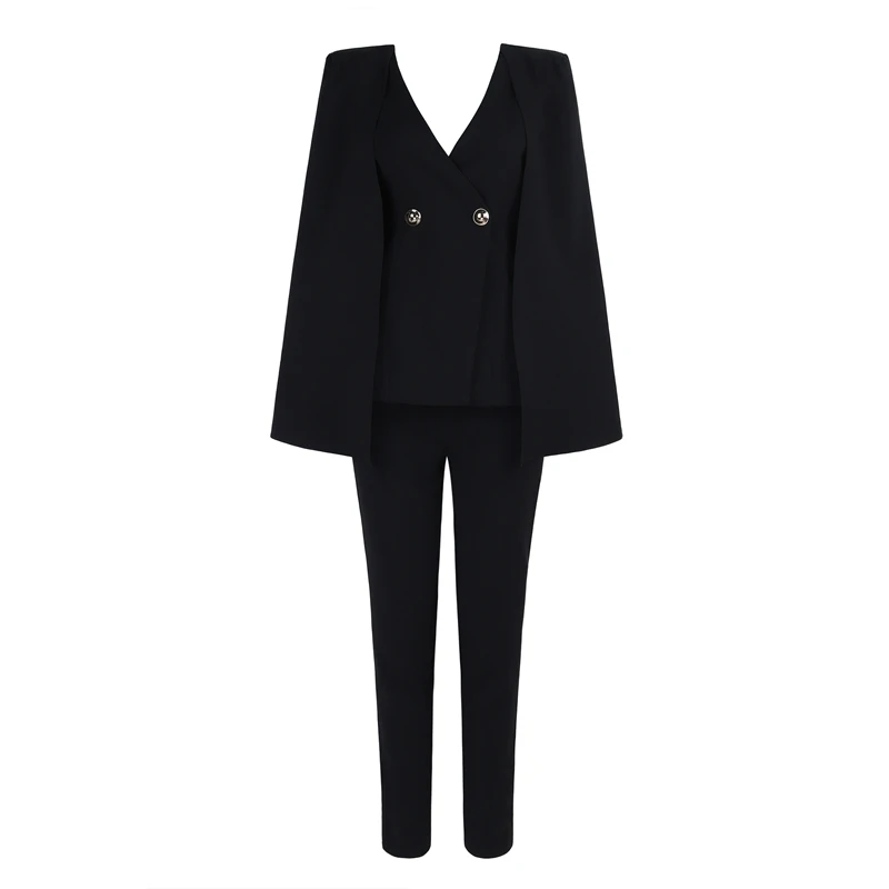 Partie Cape Clubwear Festa Salopette Noir 2019 Célébrité Bouton Manches Blanc Longues En Solide Moulante Col Nouveau À Mode Femmes V nTZpqUA