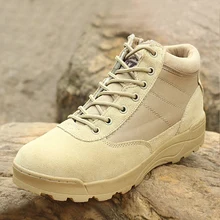 Hommes de Mode En Plein Air En Cuir Véritable Anti-slip Bottes de Combat Militaires Hommes Armée Tactique Court Cheville Bottes Chaussures Botas Hombre