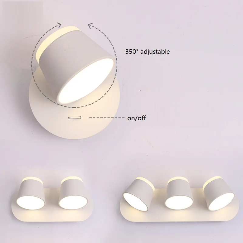 Скандинавский минималистичный прикроватный светодиодный настенный светильник для чтения с регулируемым углом наклона вверх и вниз