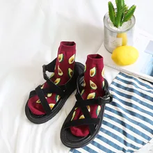 Женские носки с фруктами и животными, размер лисы, фламинго и ананасы, авокадо, банан, корейский стиль, забавные носки, хлопок