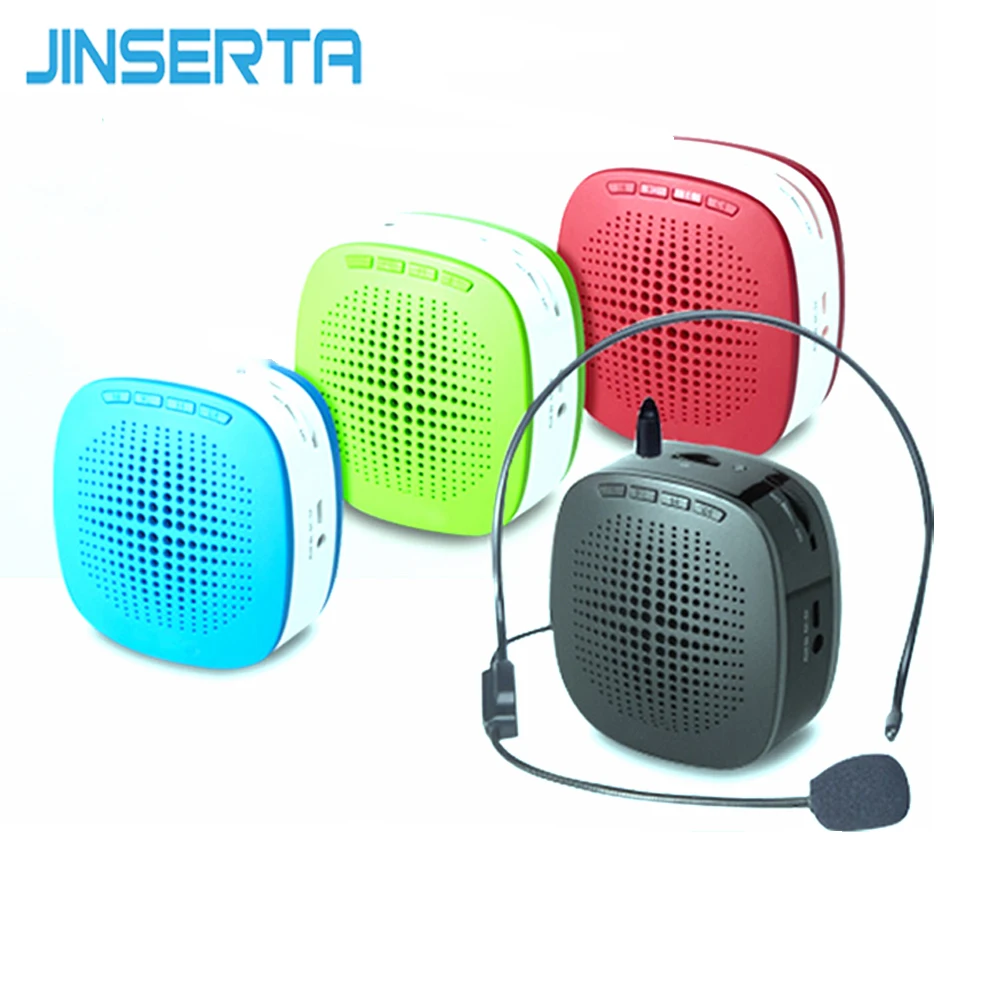 JINSERTA Мини Портативный голосовой портативный усилитель для колонок с микрофоном/батареей/кабелем/поясом Поддержка TF карты для обучения