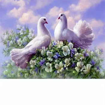 

ARTBACK Full 5d diy diamond painting "White Dove Flower" Square Crystal Mosaic Diamond Painting Cross Stitch Animal Art Sticker