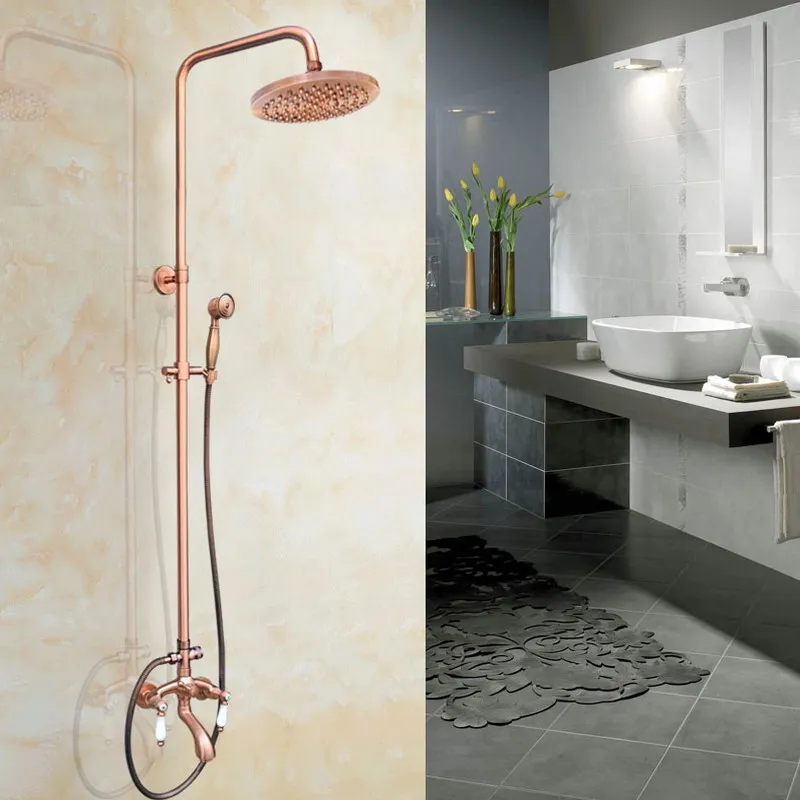 アンティーク赤銅真鍮の浴室のシャワー蛇口セット浴槽のシャワーの蛇口風呂シャワータップ降雨シャワーヘッド arg563