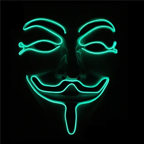 Аноним Маска Вендетта EL Wire маски мигающие Косплей Аниме Led Маска Костюм для карнавала вечерние светящиеся танцевальные Хэллоуин реквизит - Цвет: Коричневый