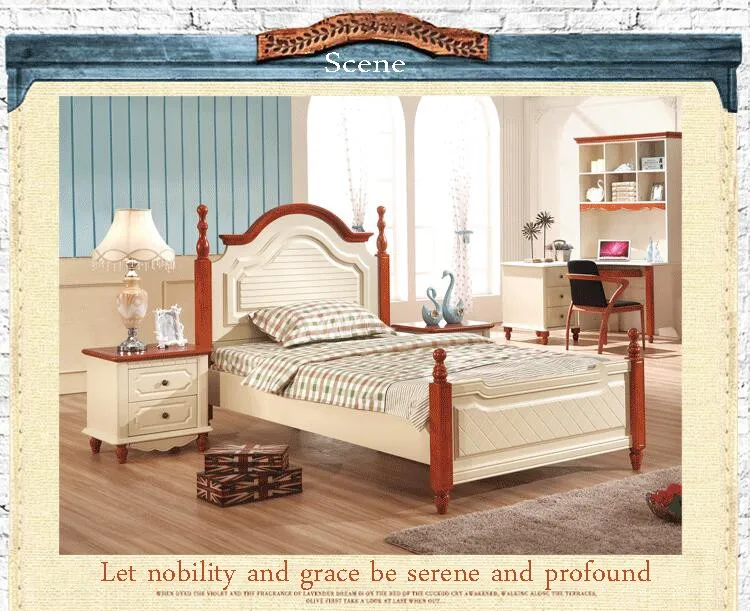 Средиземноморская кровать из дерева в деревенском стиле американская деревенская мебель для спальни 1,5 м p10266