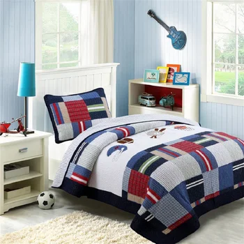 

CHAUSUB Quality Kids Quilt Set 2pcs Washed Cotton Quilts Patchwork Quilted Bedspread Bed Cover Twin Size Boys Coverlet Blanket