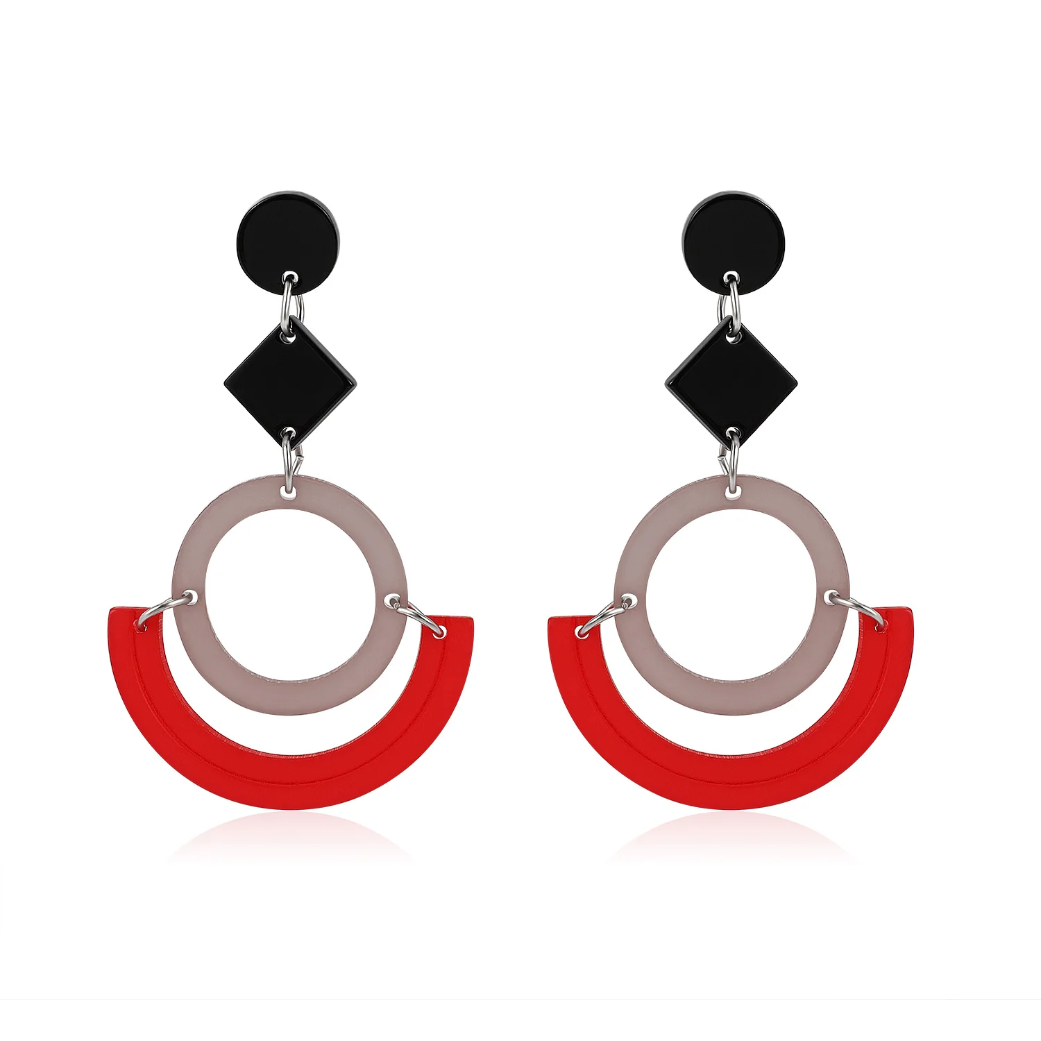 Vintage Acrylic Round Dangle Earrings Big Circle Exaggerate Women