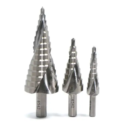

3pc HSS6542 Spiral Groove Step Drill Bit for Stainless Steel Cutting4-12/20/30mm